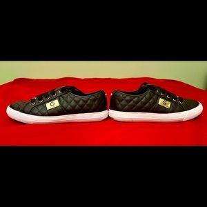 G By Guess Backer Black Quilted Canvas Sneakers-Gently Used Condition